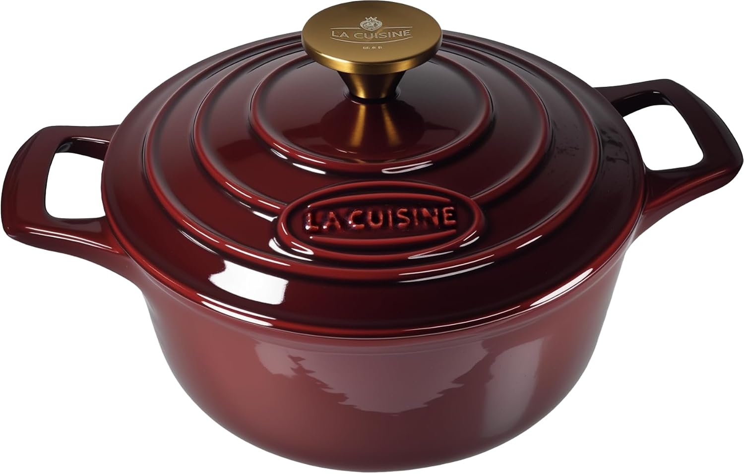 La Cuisine 2L Enameled Cast Iron Dutch Oven — 20cm Cranberry